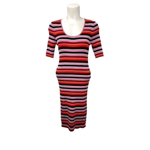 Bar III Dress Medium Metallic Striped Pink/Black‎ - Picture 1 of 9